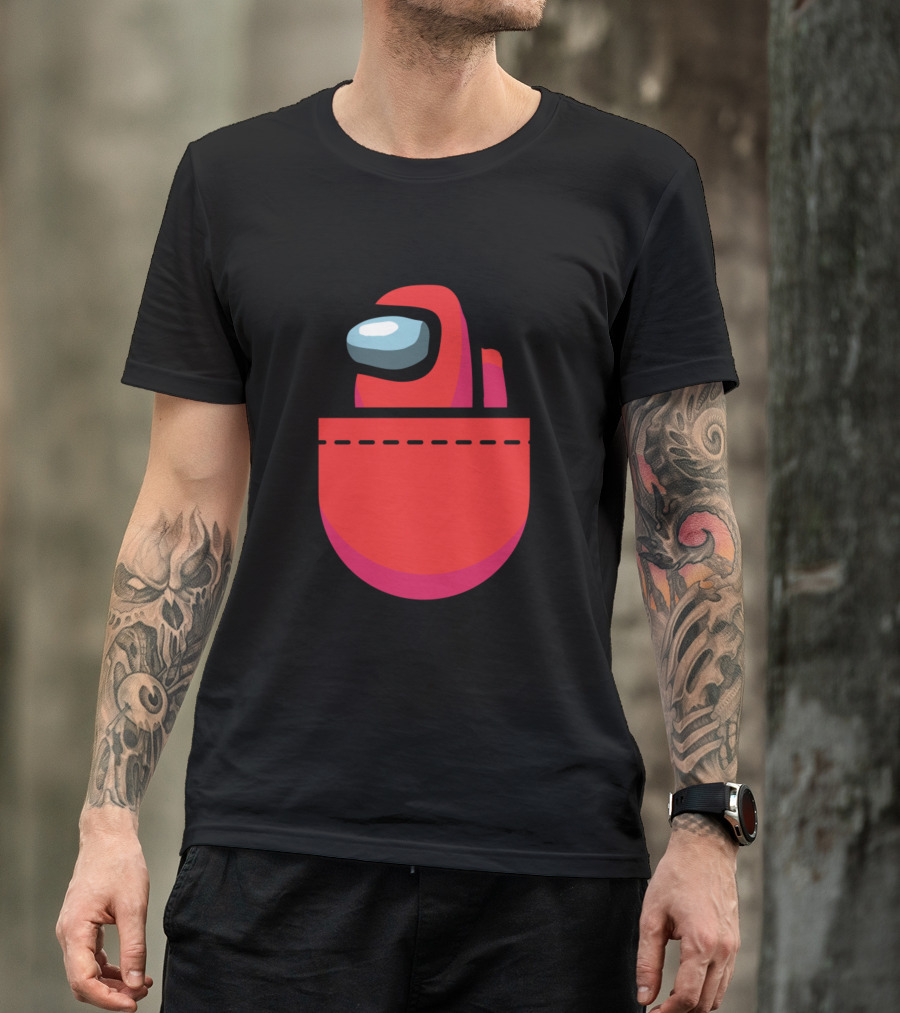 Red Crewmate Pocket Among Us Crewmate T-Shirt