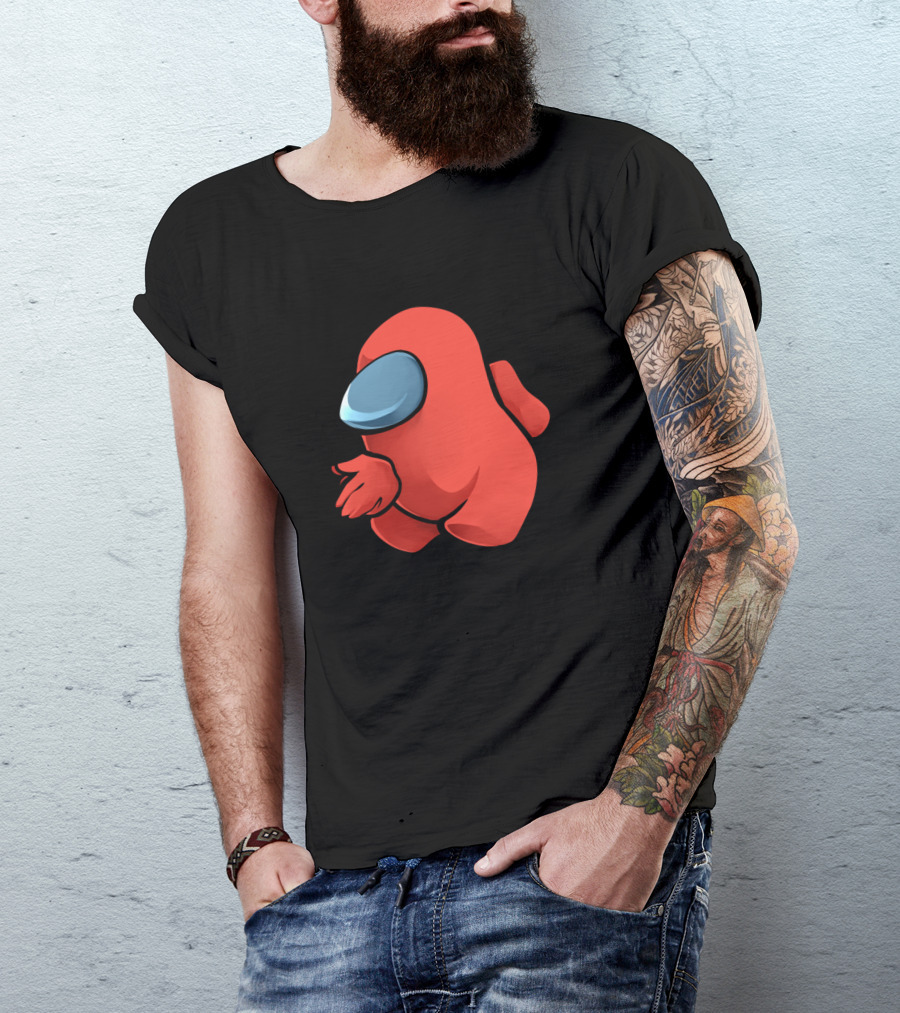 Sus Red Crewmate Character With Hand Gesture T-Shirt