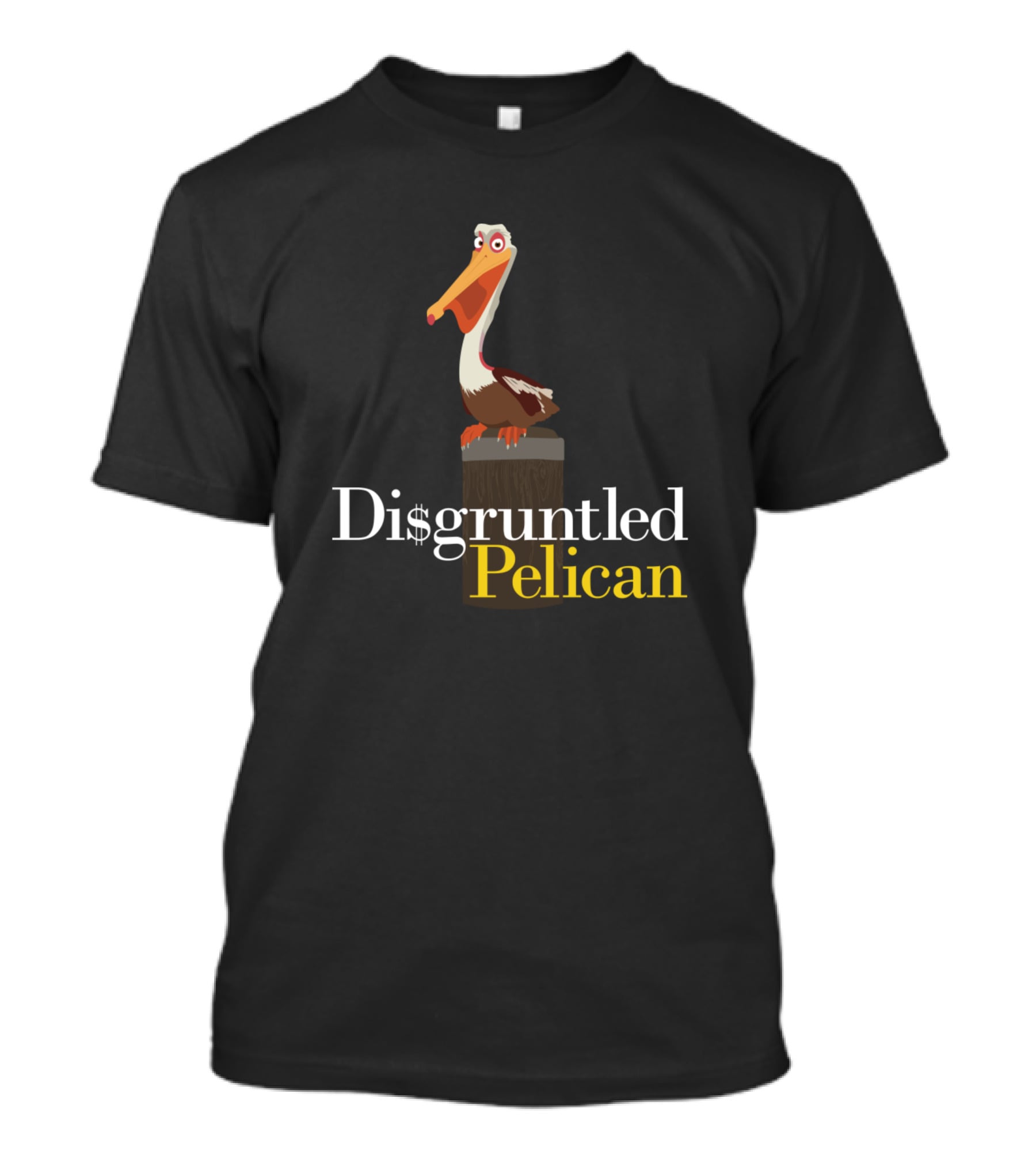 Di$Gruntled Pelican Perched Wooden Post T-Shirt