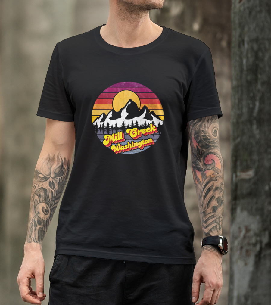 Mill Creek Washington Sunset Mountains T-Shirt