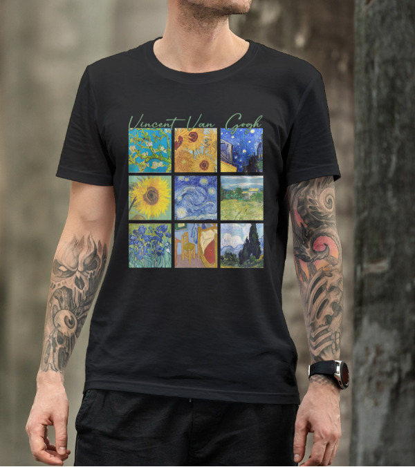 Vincent Van Gogh Almond Blossoms Sunflowers Starry Night Irises Bedroom Cypress T-Shirt