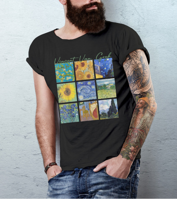 Vincent Van Gogh Almond Blossoms Sunflowers Starry Night Irises Bedroom Cypress T-Shirt