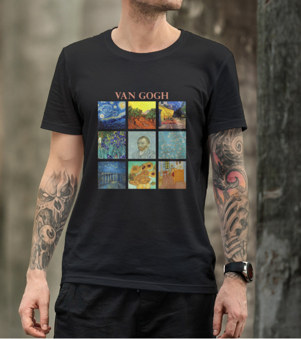 Van Gogh Starry Night Sunflowers Irises Café Terrace Almond Blossoms Portrait Bedroom T-Shirt