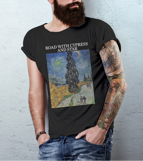 Vincent Van Gogh Road With Cypress And Star T-Shirt