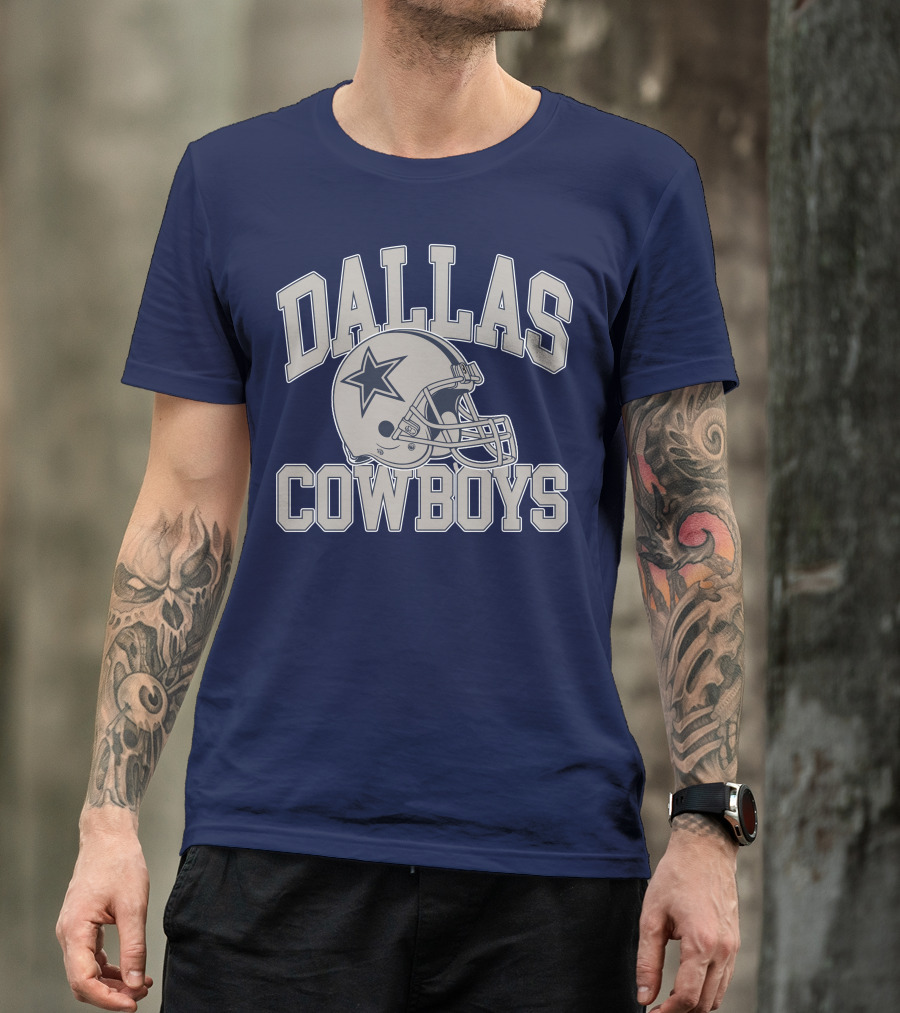 Dallas Cowboys Star Helmet Iconic Team Name T-Shirt