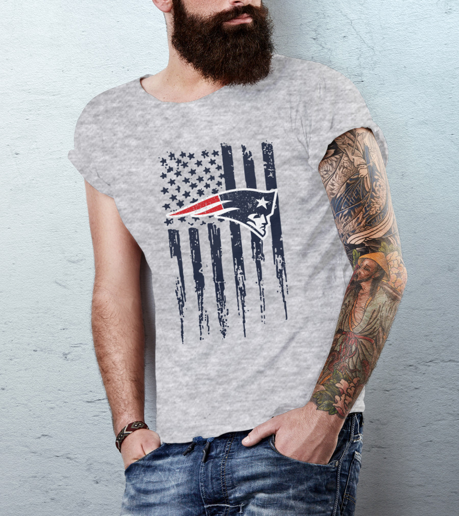 New England Patriots American Flag Patriot Head T-Shirt