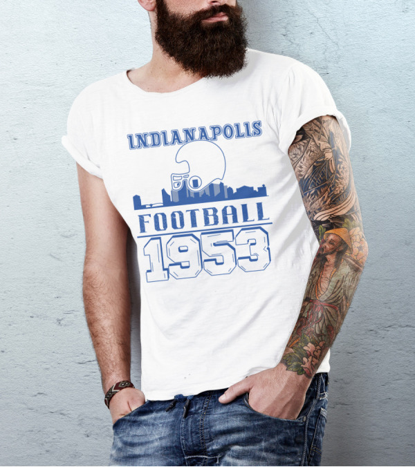 Indianapolis Football 1953 Helmet Skyline T-Shirt