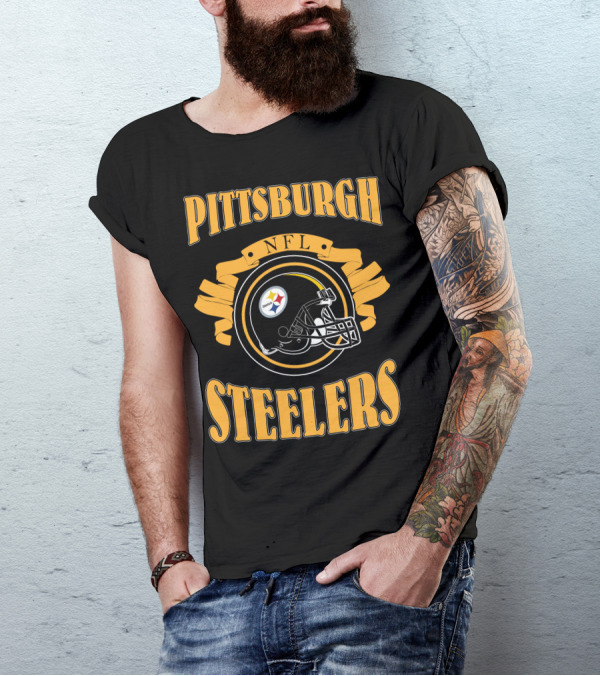 Pittsburgh Steelers NFL Logo Helmet T-Shirt