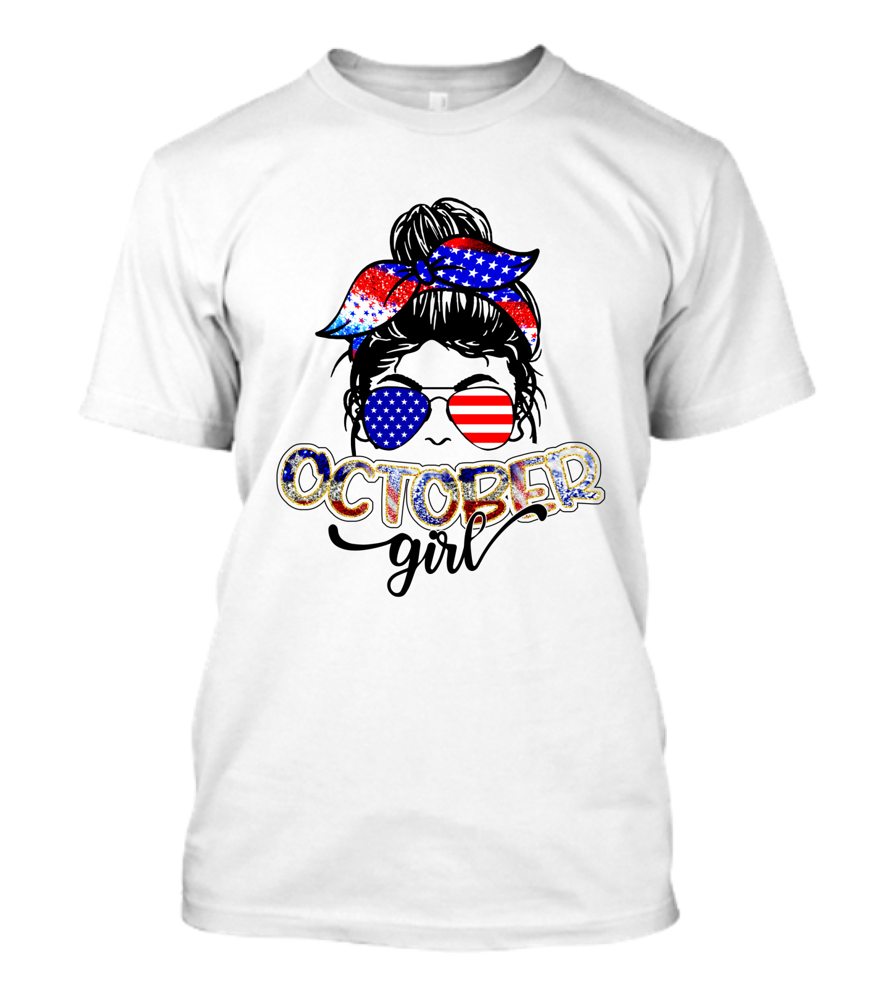 October Girl American Flag Bandana Sunglasses T-Shirt