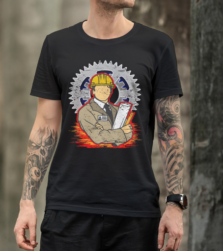 Engineer Profession Occupation Job Industrial Gear Background T-Shirt
