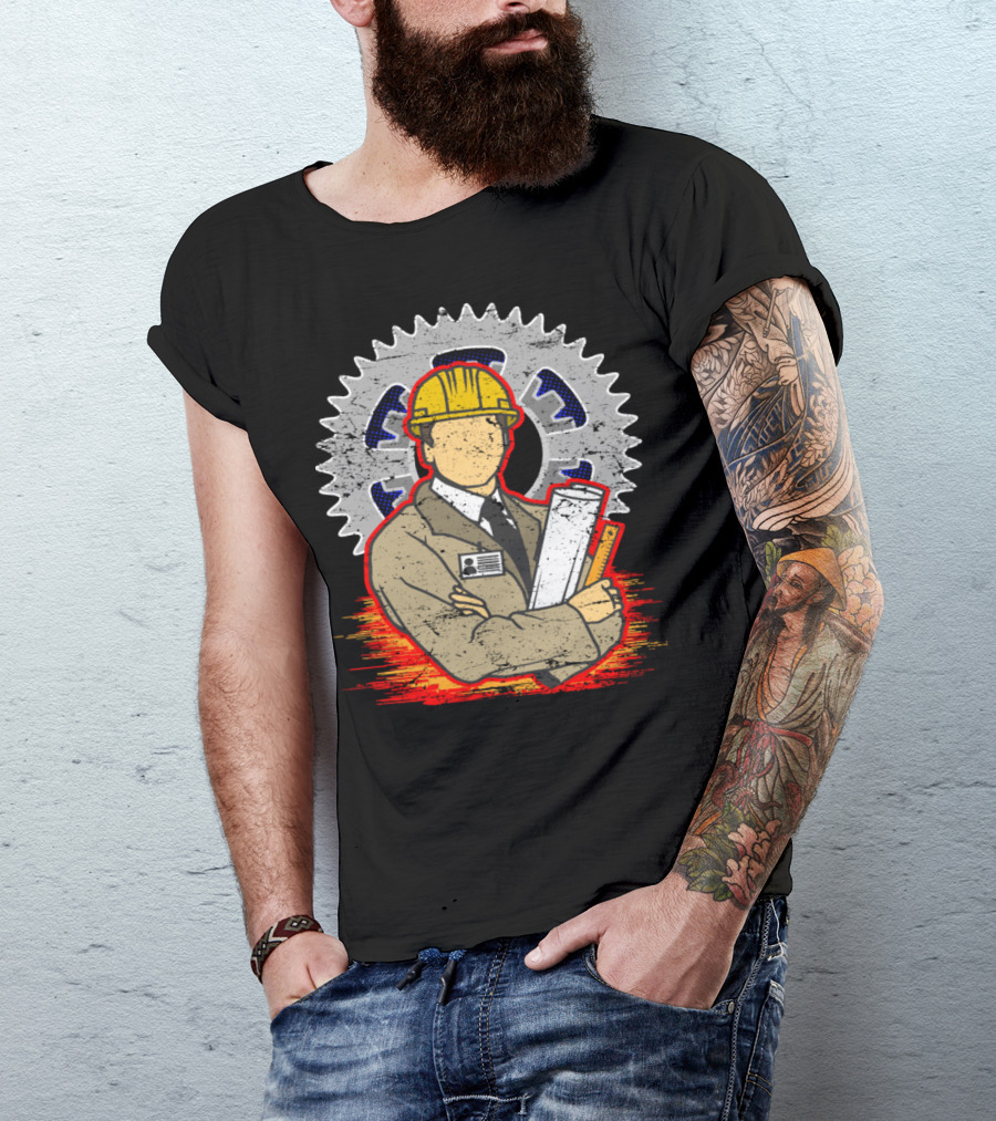 Engineer Profession Occupation Job Industrial Gear Background T-Shirt