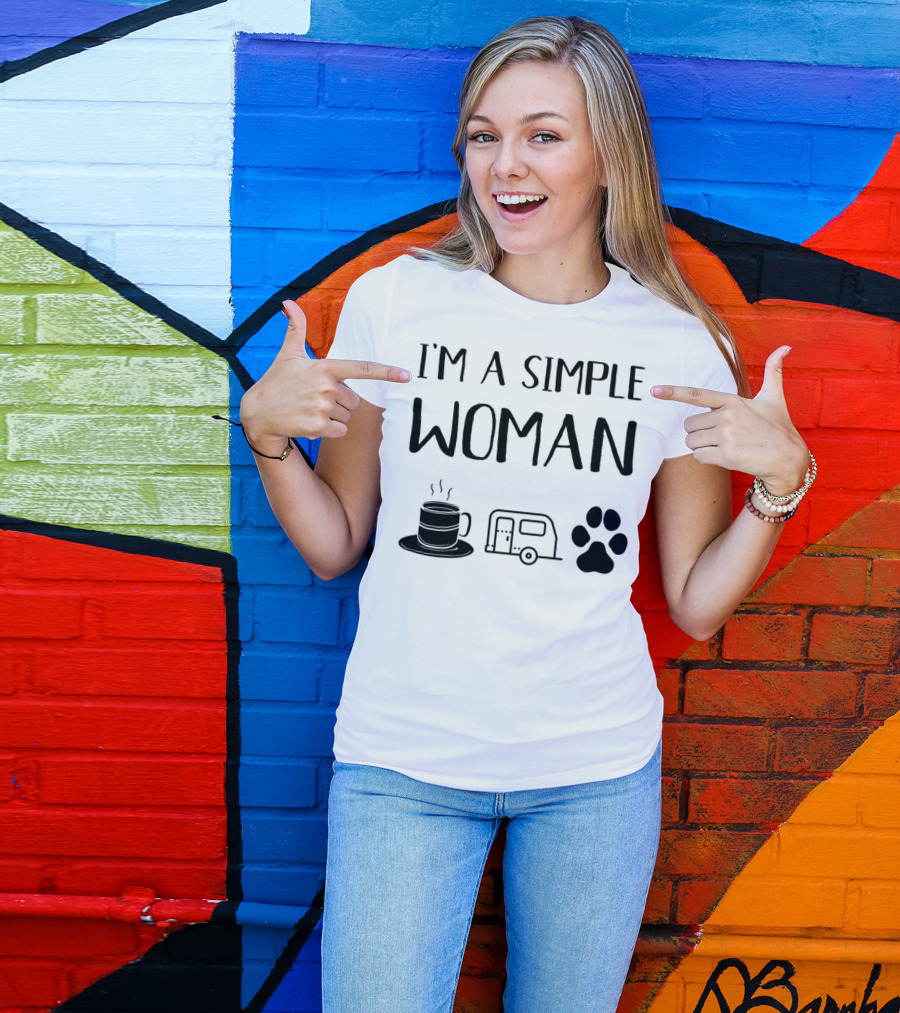 I'm A Simple Woman Coffee Camping Dogs T-Shirt