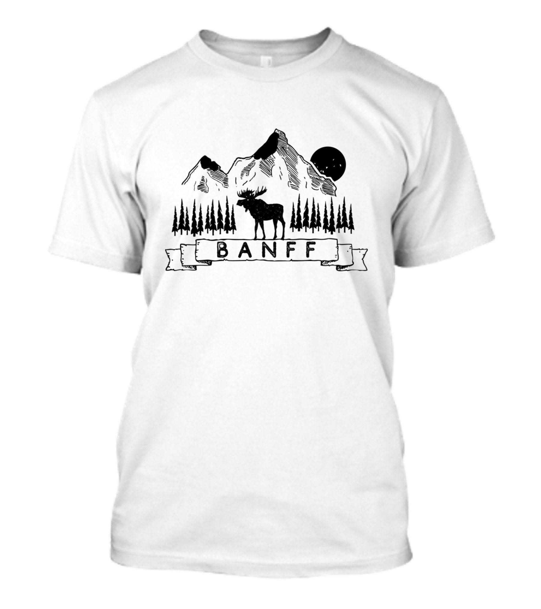 BANFF National Park Moose Mountains Forest Moon T-Shirt