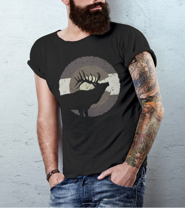 Colorado Elk Hunting CO State Flag T-Shirt