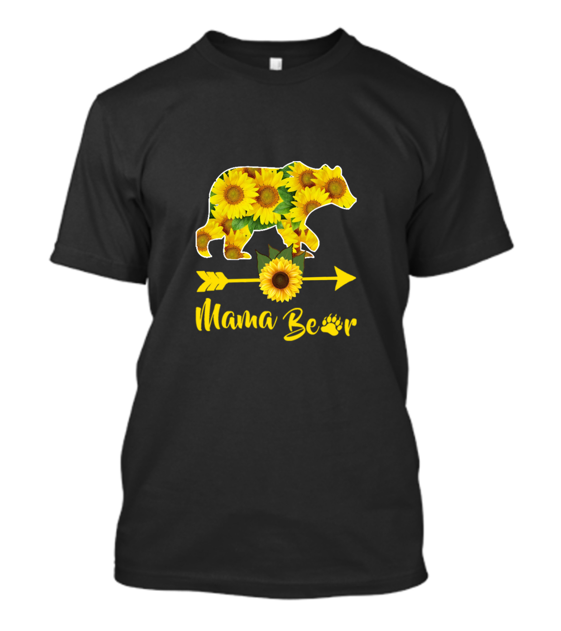 Mama Bear Sunflower Silhouette With Arrow And Paw T-Shirt