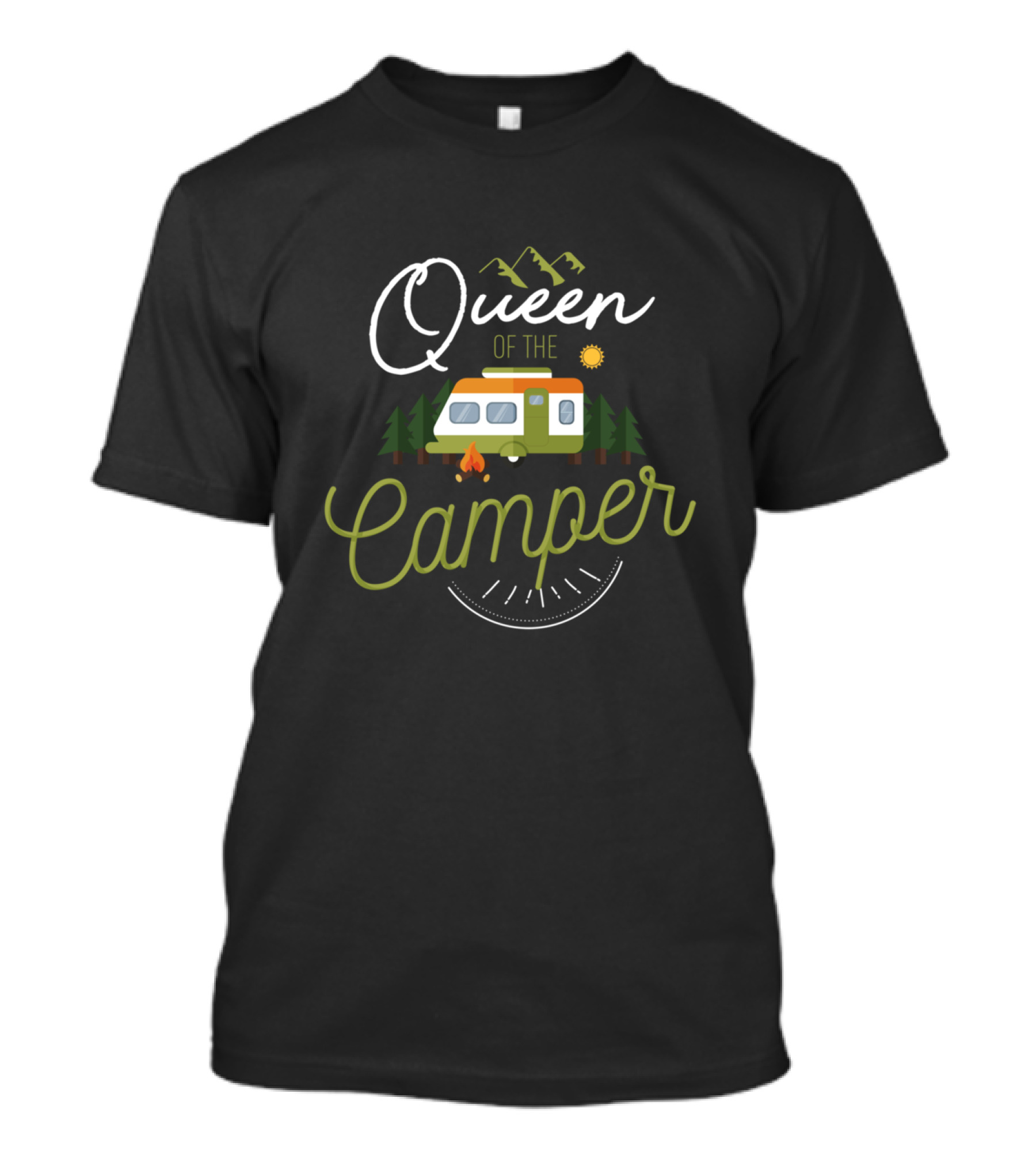 Queen Of The Camper Mountains Campfire Forest Sun T-Shirt