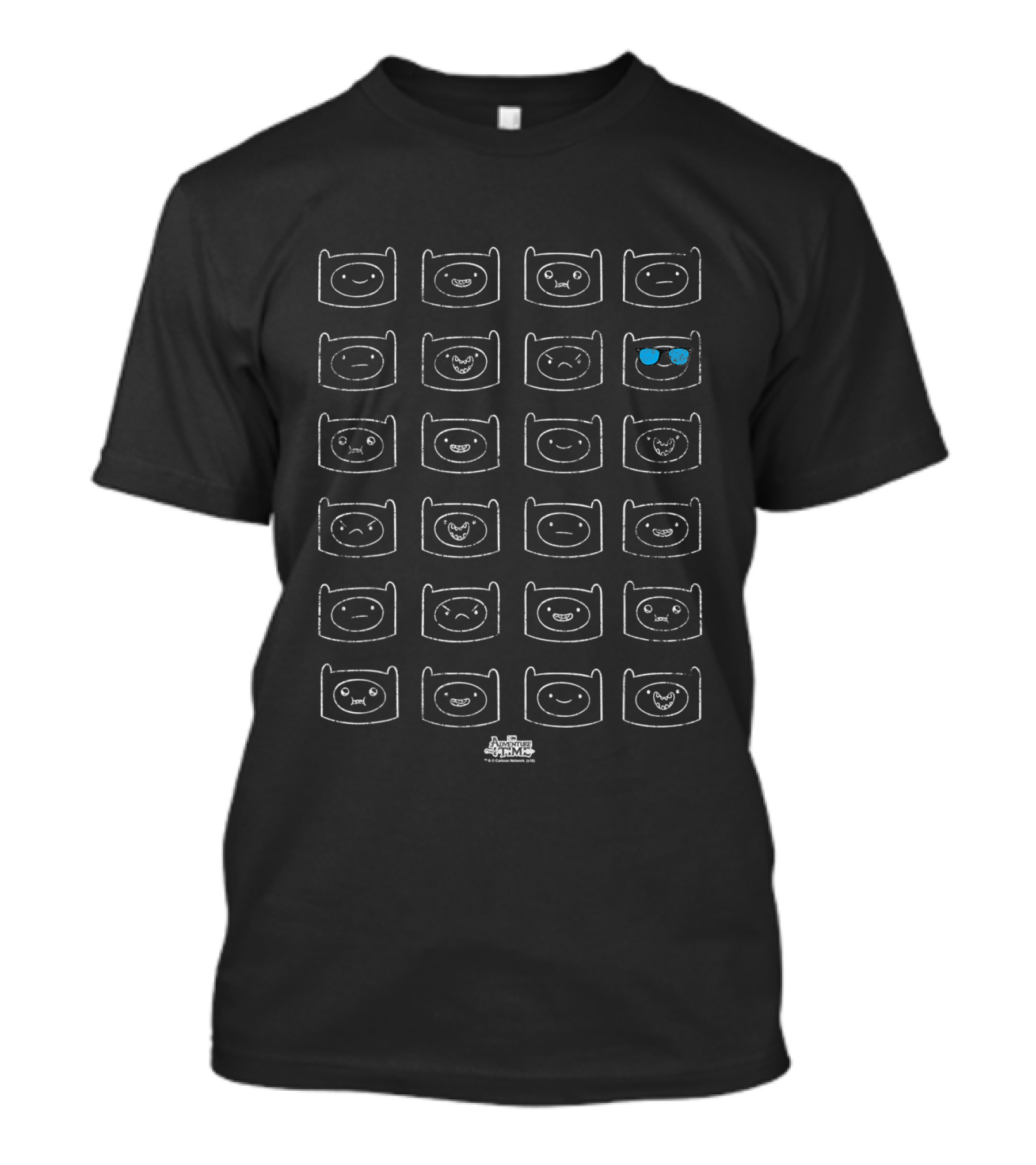 Adventure Time Finn Faces Pattern With Sunglasses T-Shirt