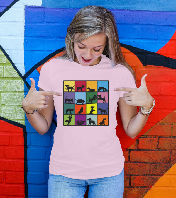 Dog Cube Beagle Silhouette Grid T-Shirt