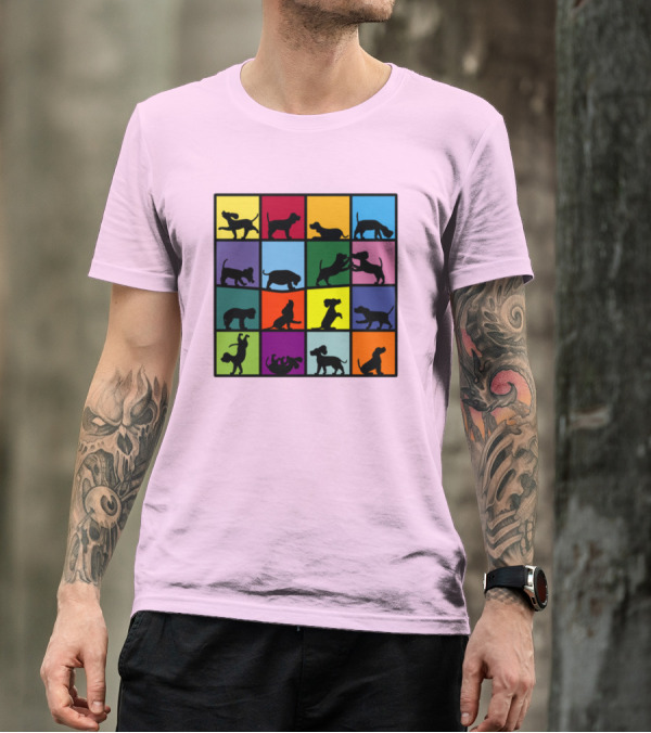 Dog Cube Beagle Silhouette Grid T-Shirt
