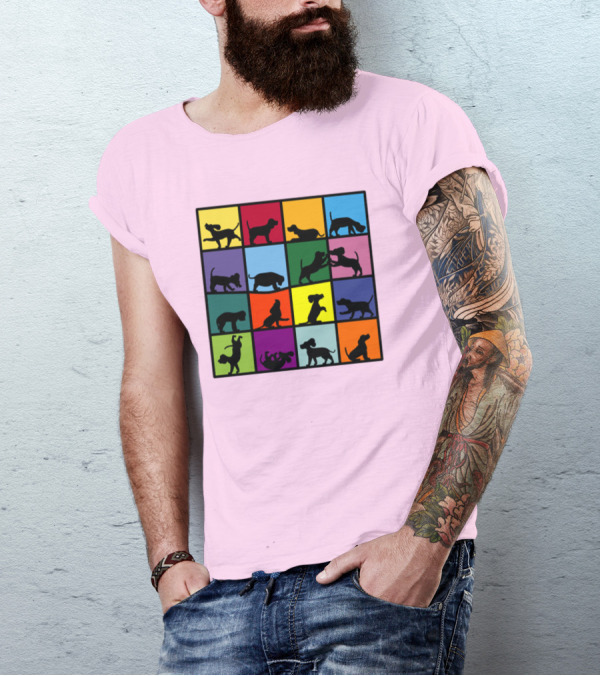 Dog Cube Beagle Silhouette Grid T-Shirt