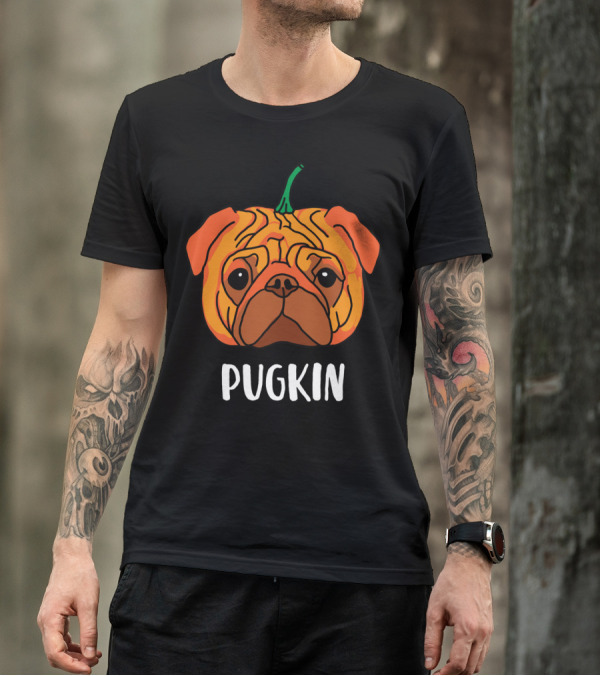 Pugkin Pumpkin Pug Halloween Dog T-Shirt