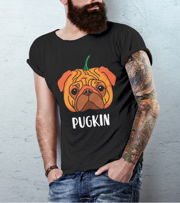 Pugkin Pumpkin Pug Halloween Dog T-Shirt