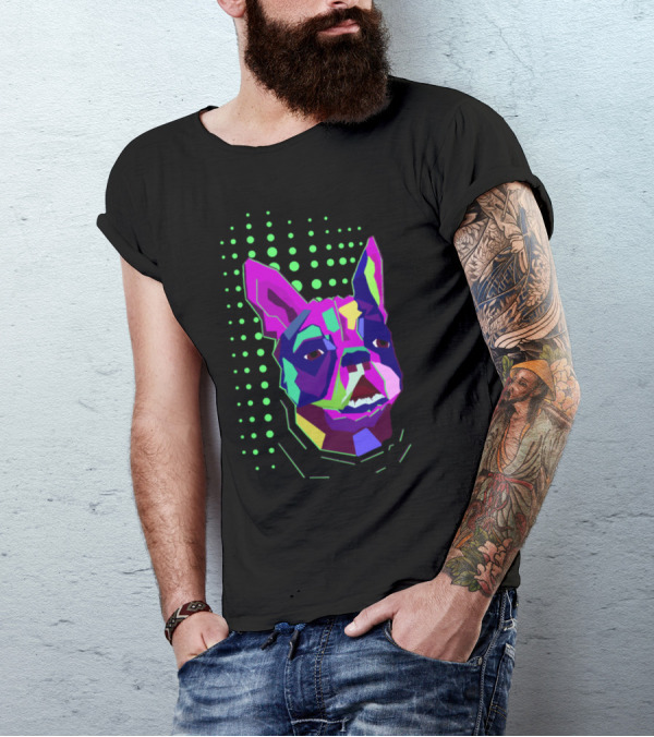 Colorful Geometric Dog With Neon Pop T-Shirt