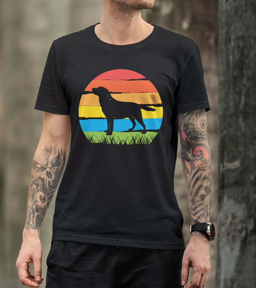 Vintage Labrador Retriever Silhouette Retro Sunset Lab Dog T-Shirt