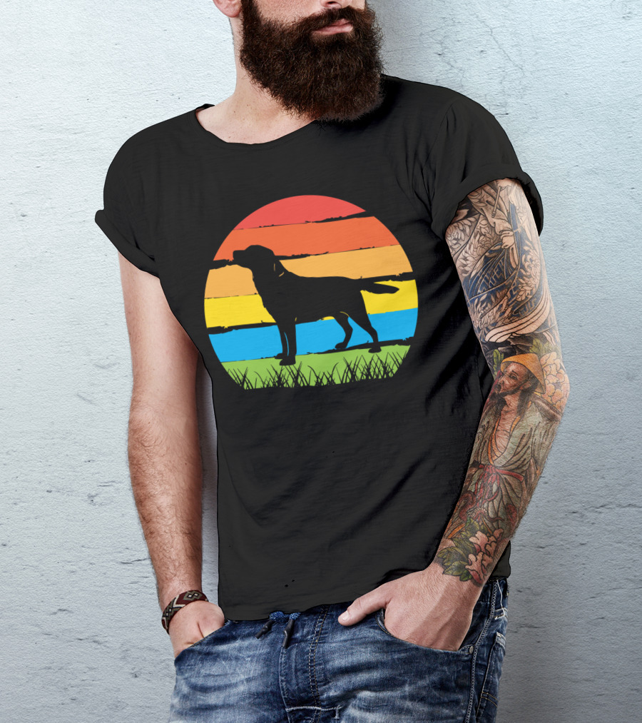 Vintage Labrador Retriever Silhouette Retro Sunset Lab Dog T-Shirt