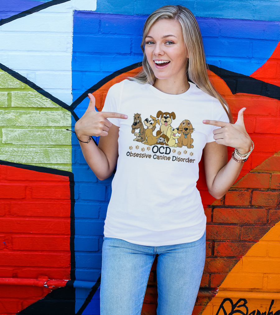 OCD Obsessive Canine Disorder Paw Prints Cartoon Dogs T-Shirt