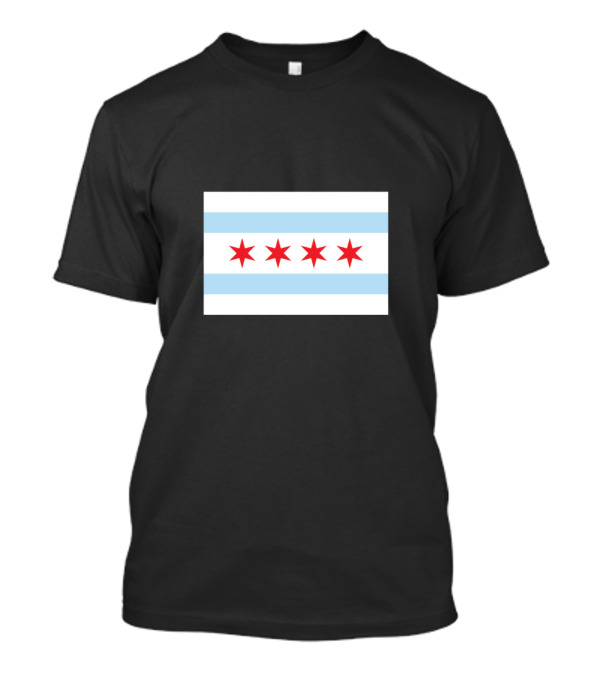 Chicago Flag With Lake Michigan Inspiration And Chicago Illinois Symbols T-Shirt