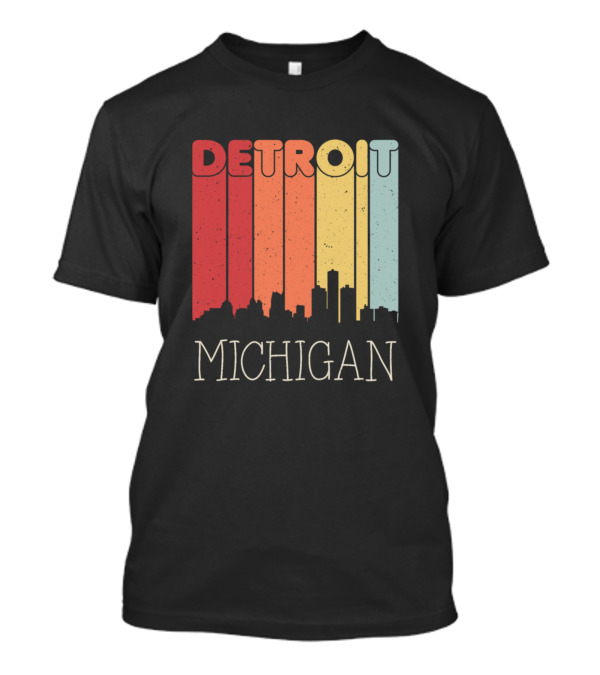 Detroit Michigan Skyline Retro T-Shirt