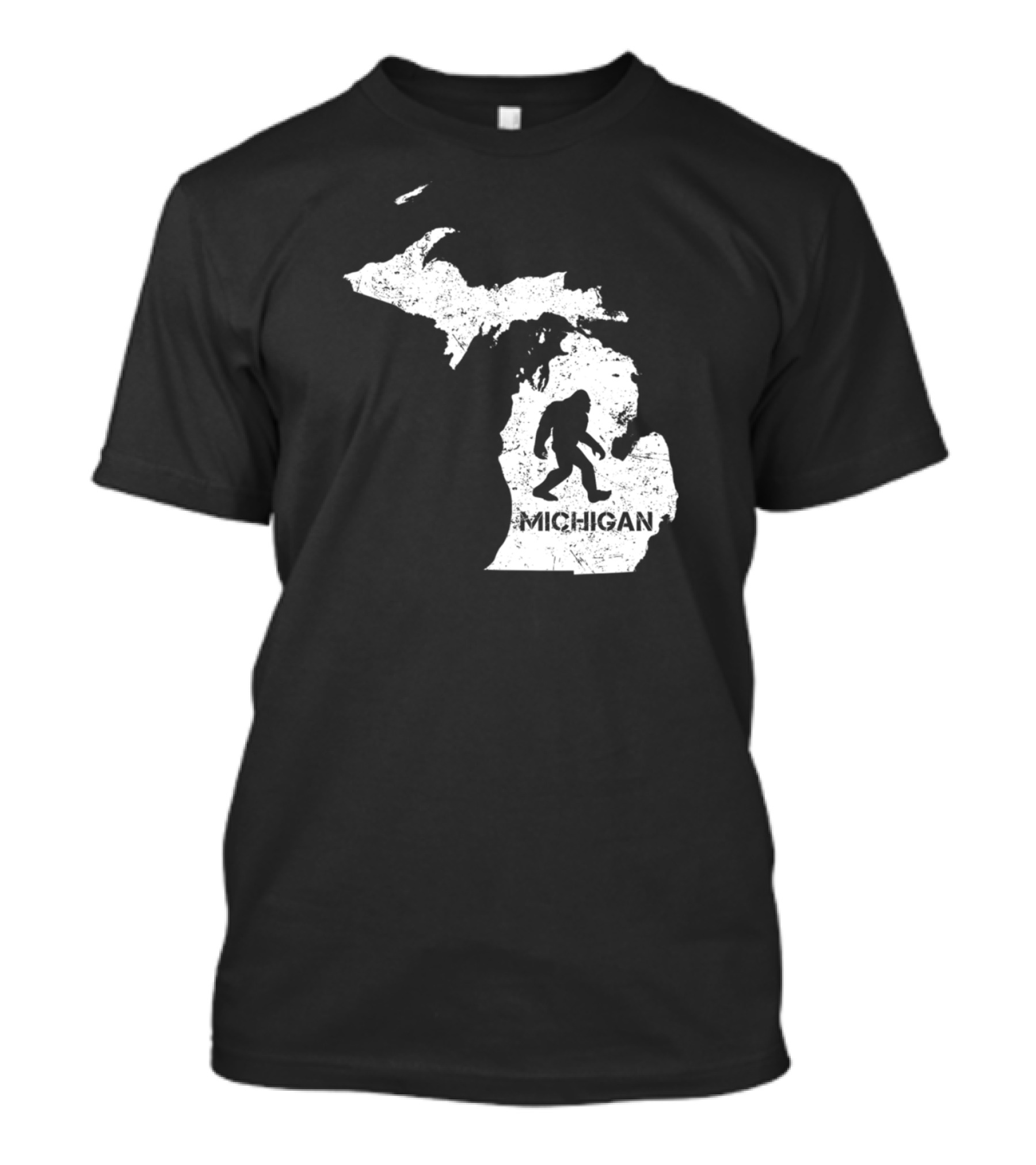 Michigan Bigfoot Silhouette Map T-Shirt