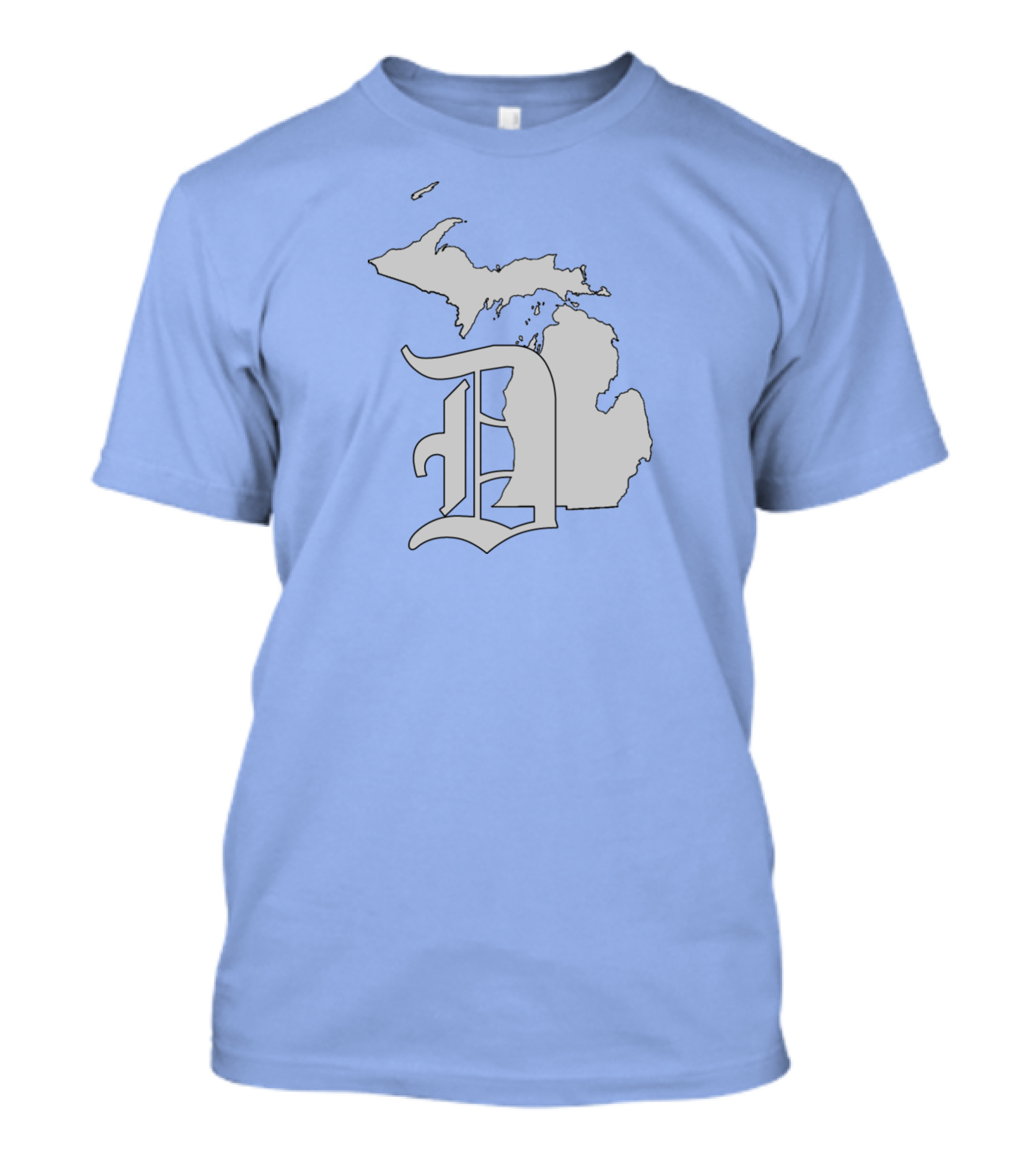 Michigan Detroit Emblem Map With Gothic D T-Shirt