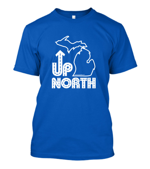 Up North Michigan Map Outline Vintage Fit T-Shirt