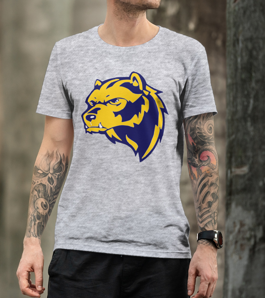 Wolverine Bear Head Icon In Blue And Yellow T-Shirt