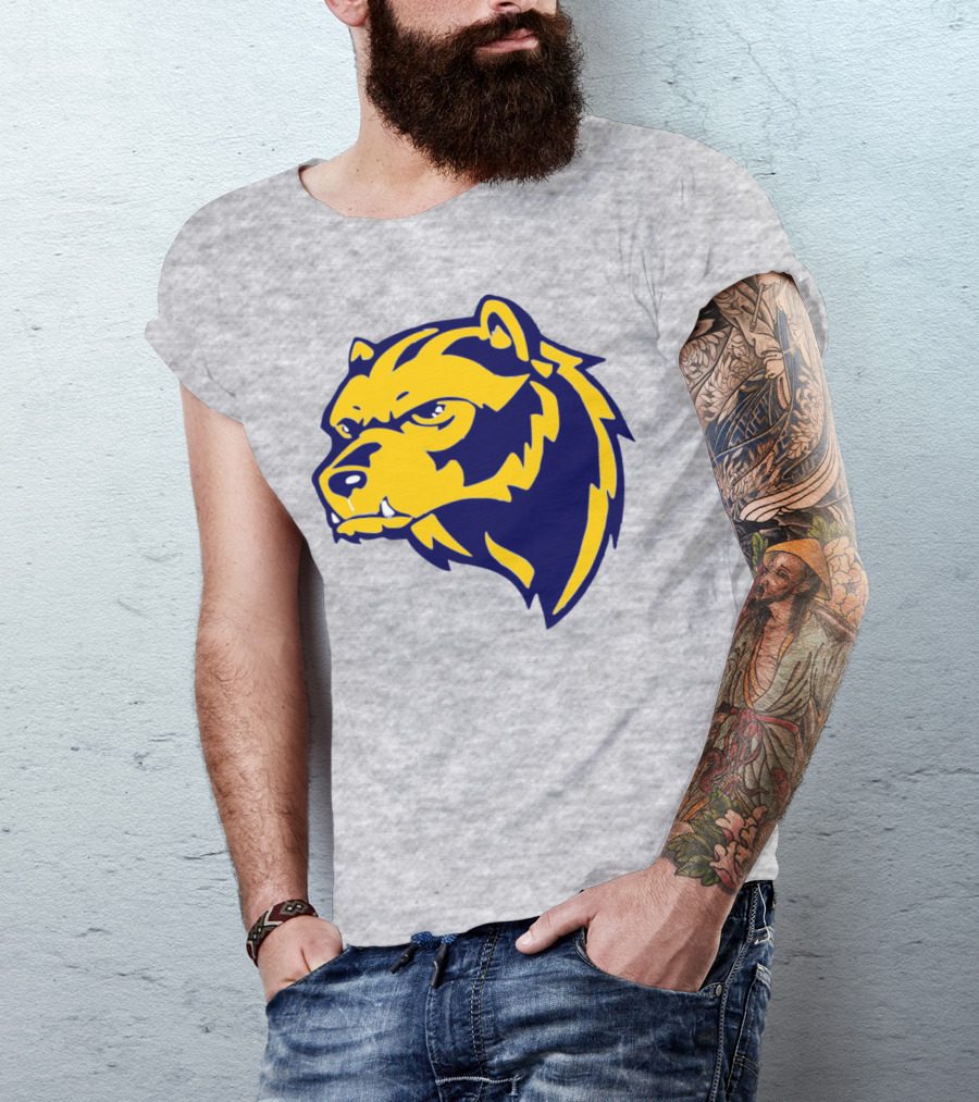 Wolverine Bear Head Icon In Blue And Yellow T-Shirt