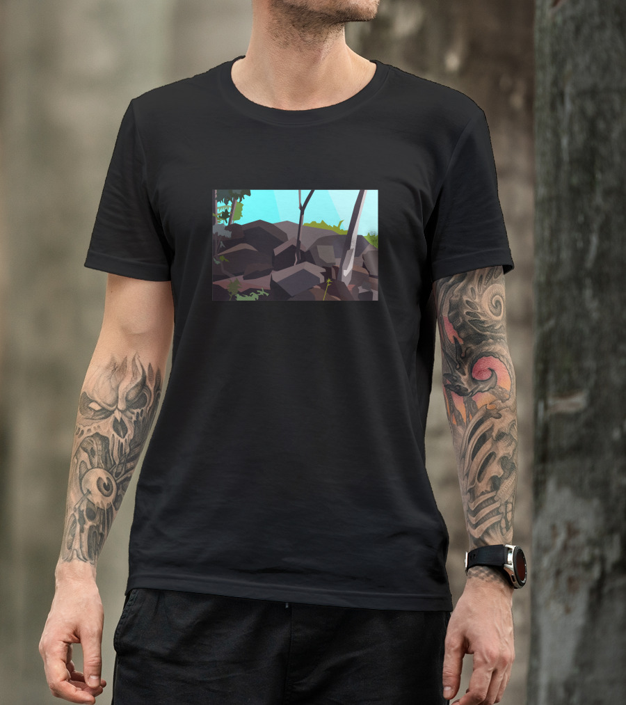 A Formation Of Rocks With Trees And Sky 1241529 T-Shirt