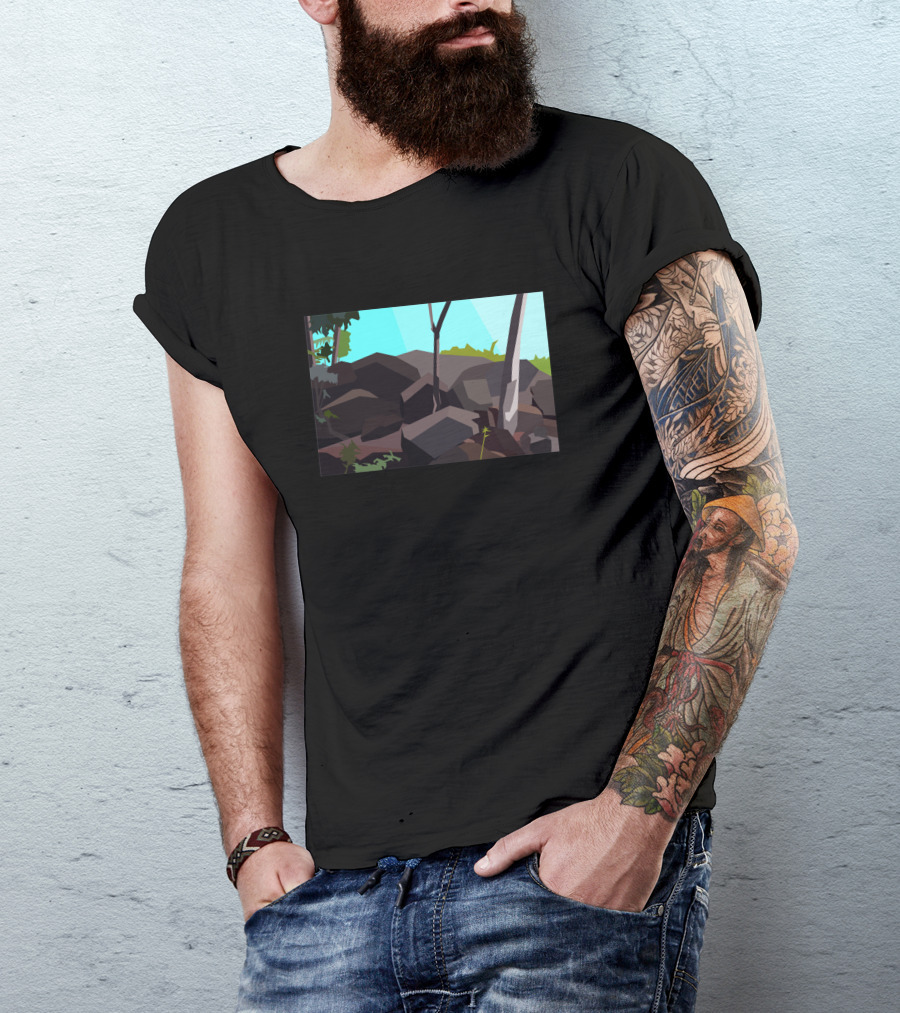 A Formation Of Rocks With Trees And Sky 1241529 T-Shirt