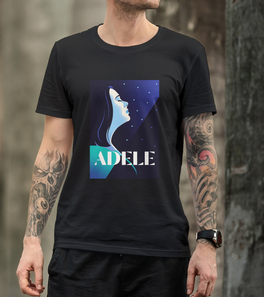 ADELE 1436941 Retro Style Portrait With Night Sky T-Shirt