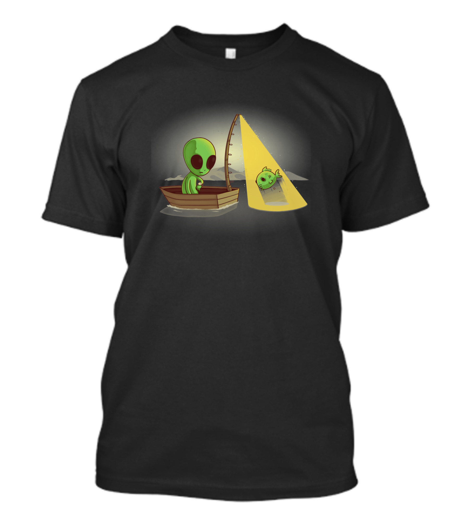 Alien Fishing UFO Light Beam Catch Boat T-Shirt