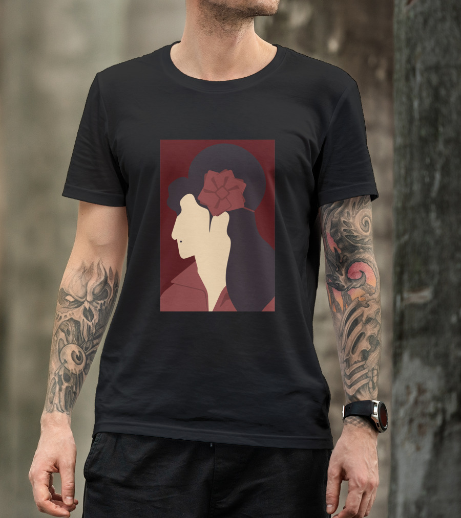 Amy Winehouse Minimalist Art Profile With Red Flower 1373543 T-Shirt