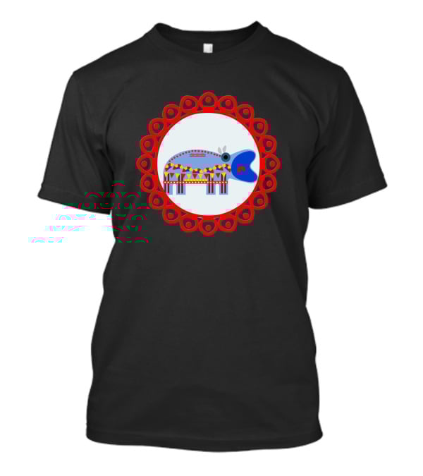 Ornate Hippo In Red Circular Frame Pattern 1408945 T-Shirt
