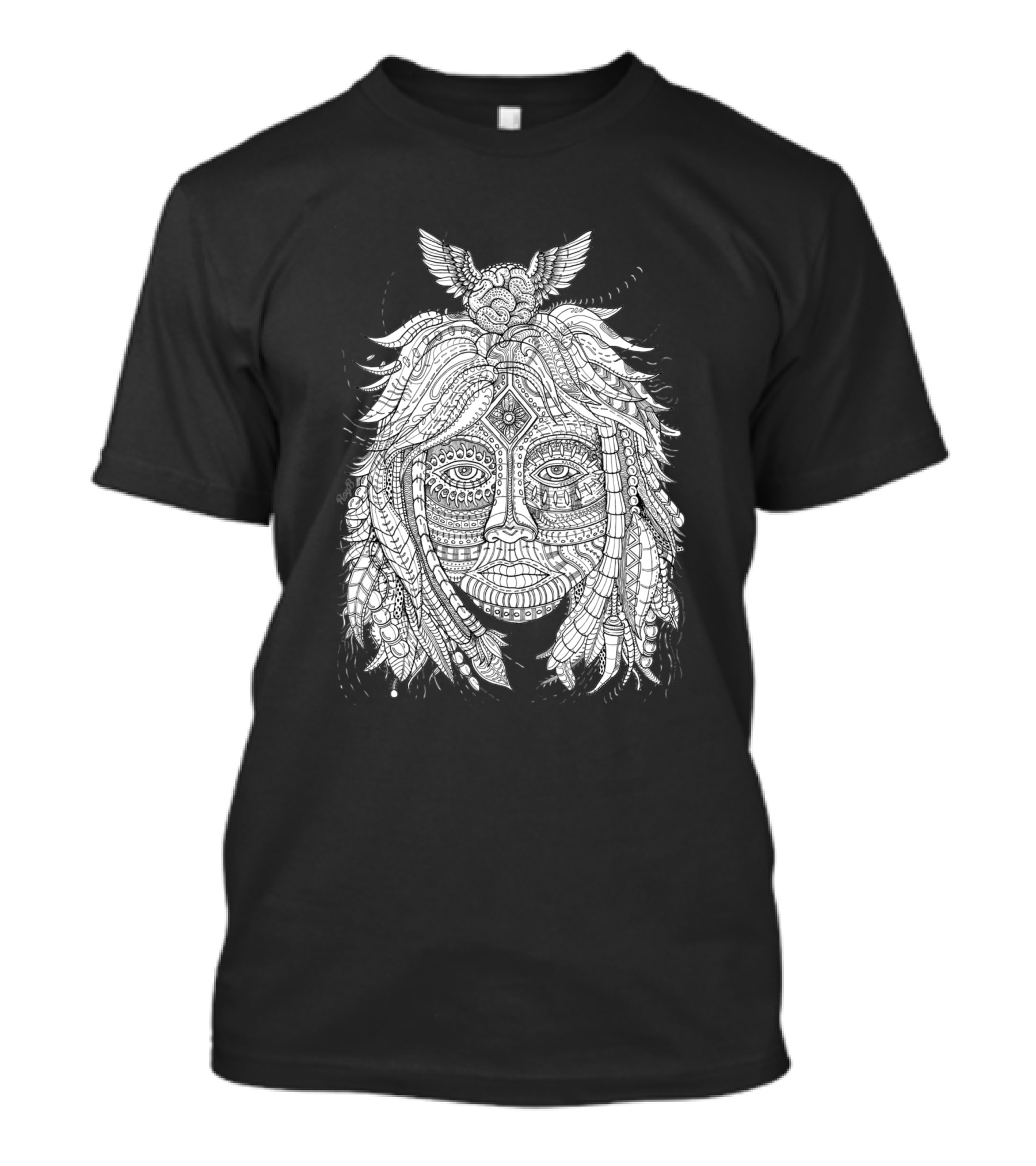 Back To The Roots 1041707 Intricate Nature Face With Animal Motif T-Shirt