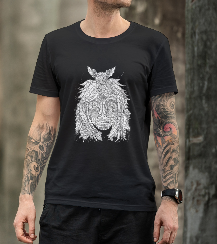 Back To The Roots 1041707 Intricate Nature Face With Animal Motif T-Shirt
