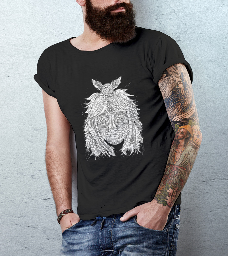 Back To The Roots 1041707 Intricate Nature Face With Animal Motif T-Shirt