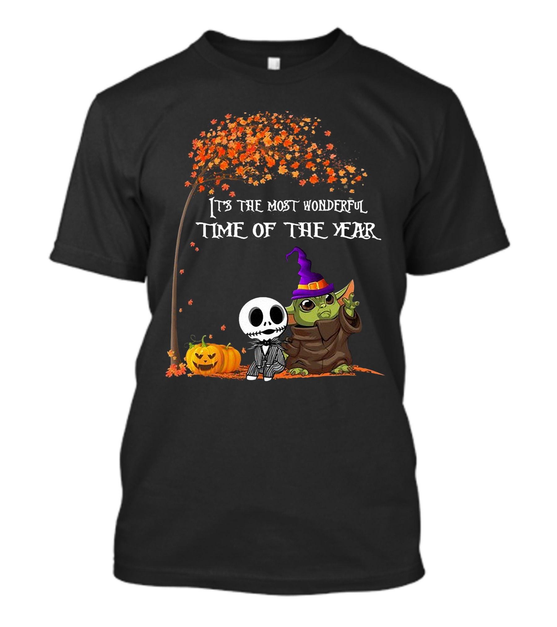 Baby Yoda Jack Skellington Halloween It's The Most Wonderful Time Of The Year T-Shirt