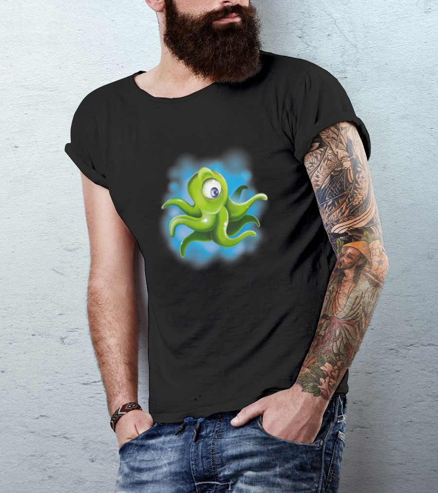 Squid Alien Cartoon Creature With One Eye T-Shirt