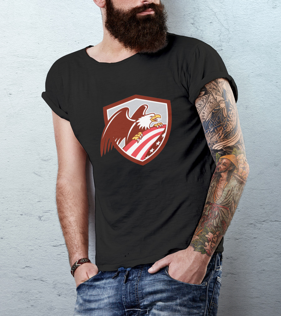 American Bald Eagle Shield With USA Flag T-Shirt
