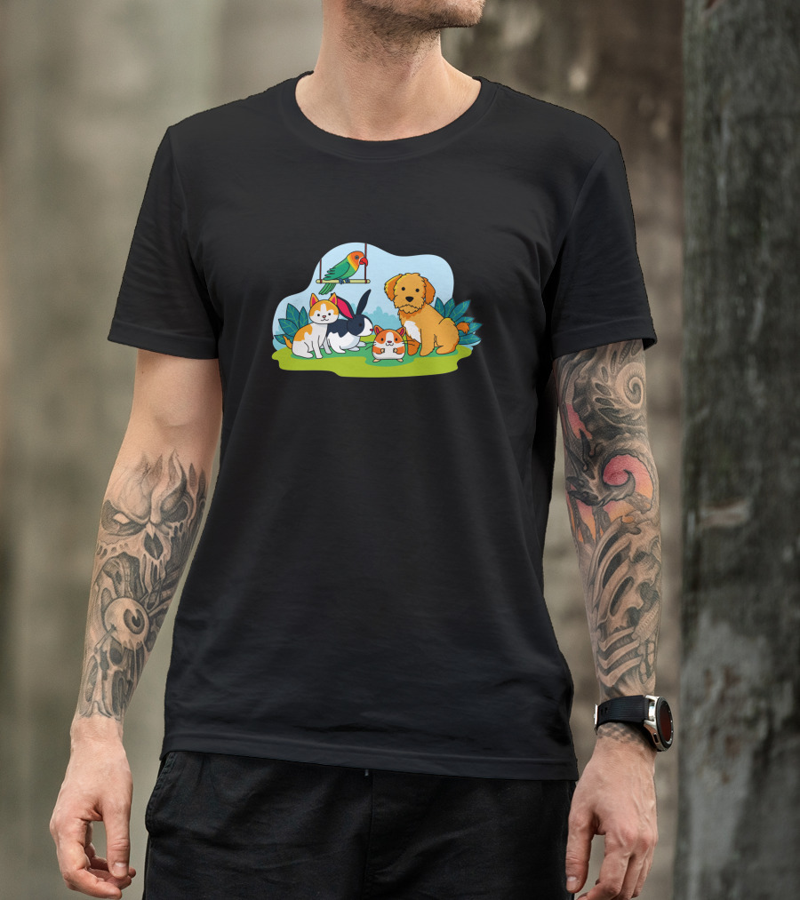 Animal Lucu Kucing Kelinci Anjing Burung 1473433 T-Shirt